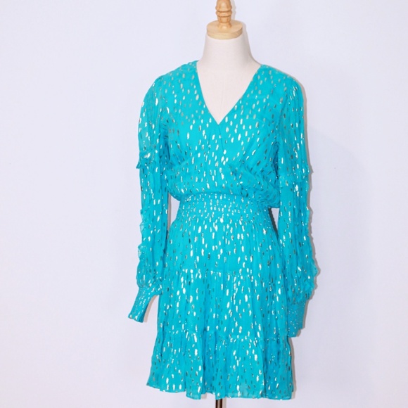 Lilly Pulitzer Heline Ruffle Dress Oasis Metallic Dobby Party Dress Size (4) - Picture 1 of 4
